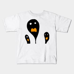 Black ghost Halloween art Kids T-Shirt